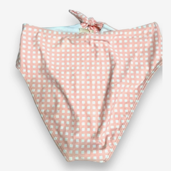 GB Gianna Bini High-Waist w/ Tie Bikini Bottoms | Pink White Check | Sz L, NEW - Picture 2 of 8